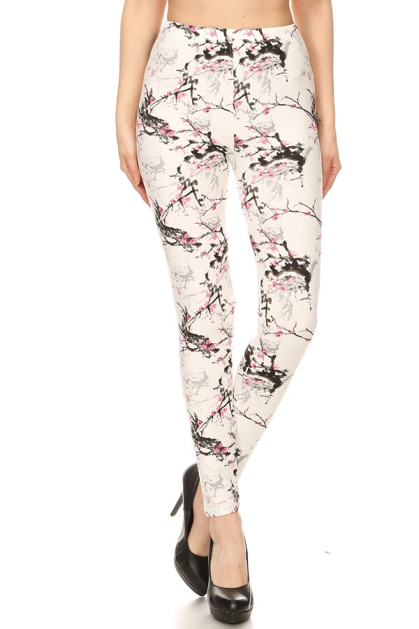 One Size Printed Leggings - Sakura