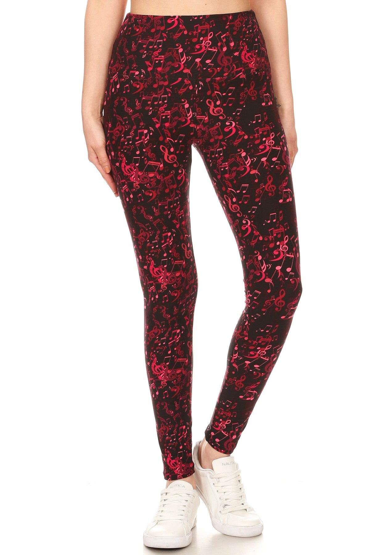 One Size Printed Leggings - Music Note