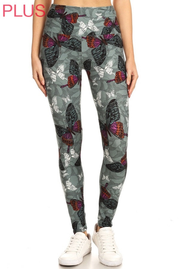 Plus Size Leggings - Butterfly