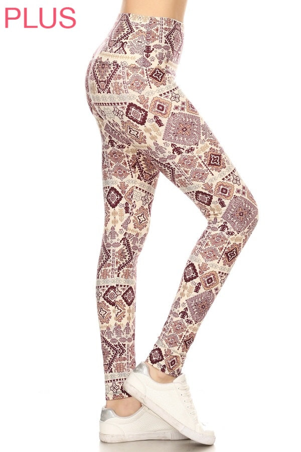 Plus Size Leggings - Aztec