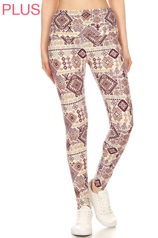 Plus Size Leggings - Aztec