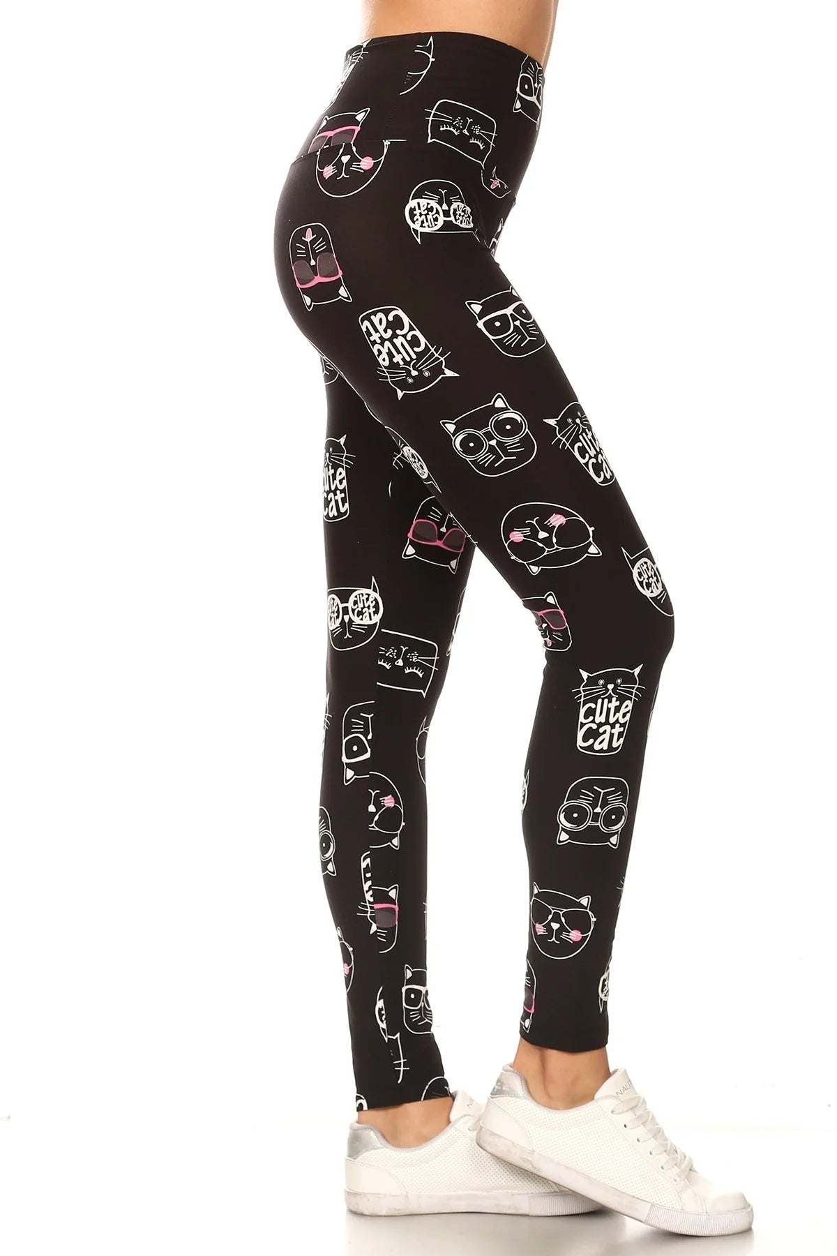 One Size Printed Leggings - Cat