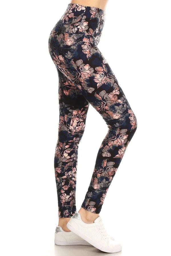 One Size Printed Leggings - Floral