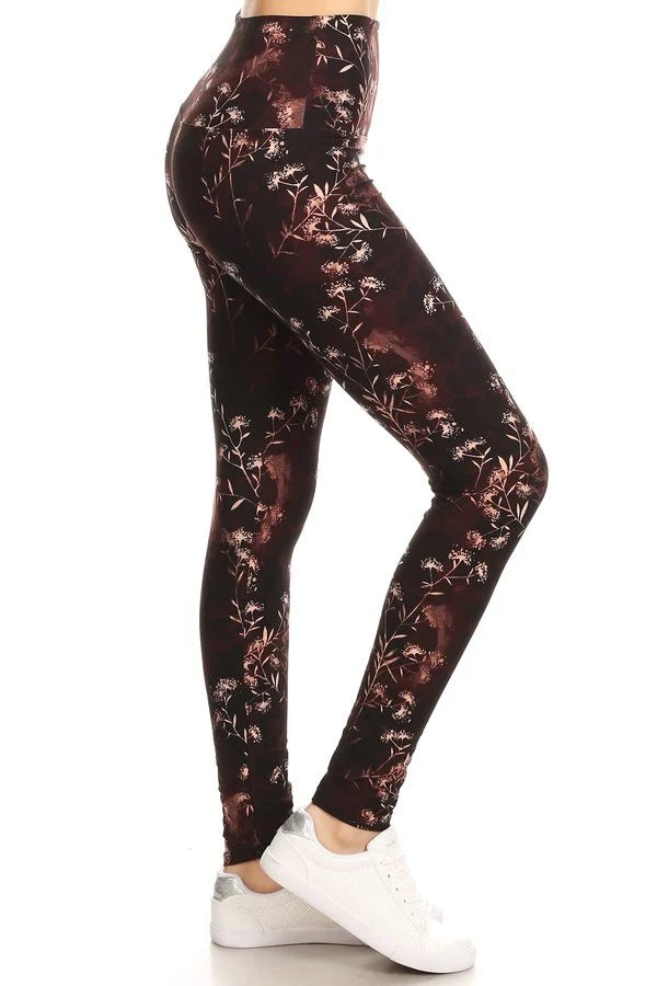 One Size Printed Leggings - Floral