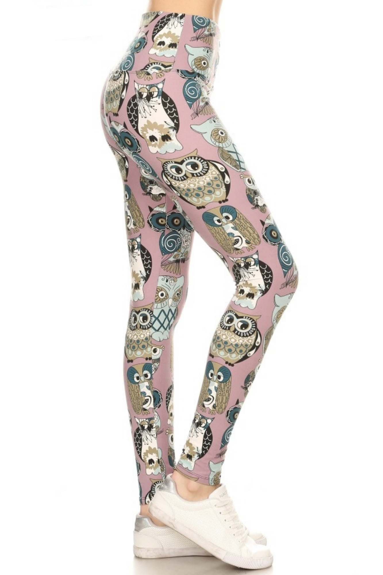 One Size Printed Leggings - Owl