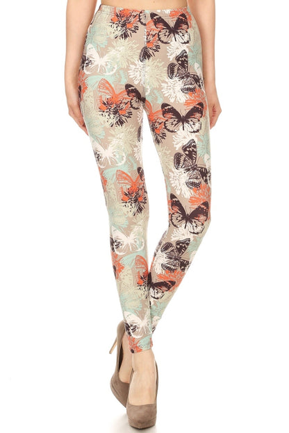 One Size Printed Leggings - Butterfly
