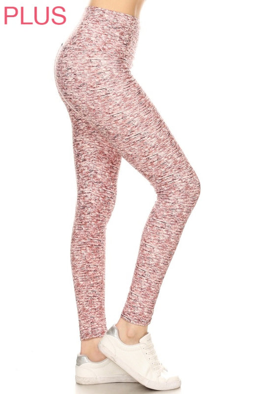 Plus Size Leggings - Pink Lines