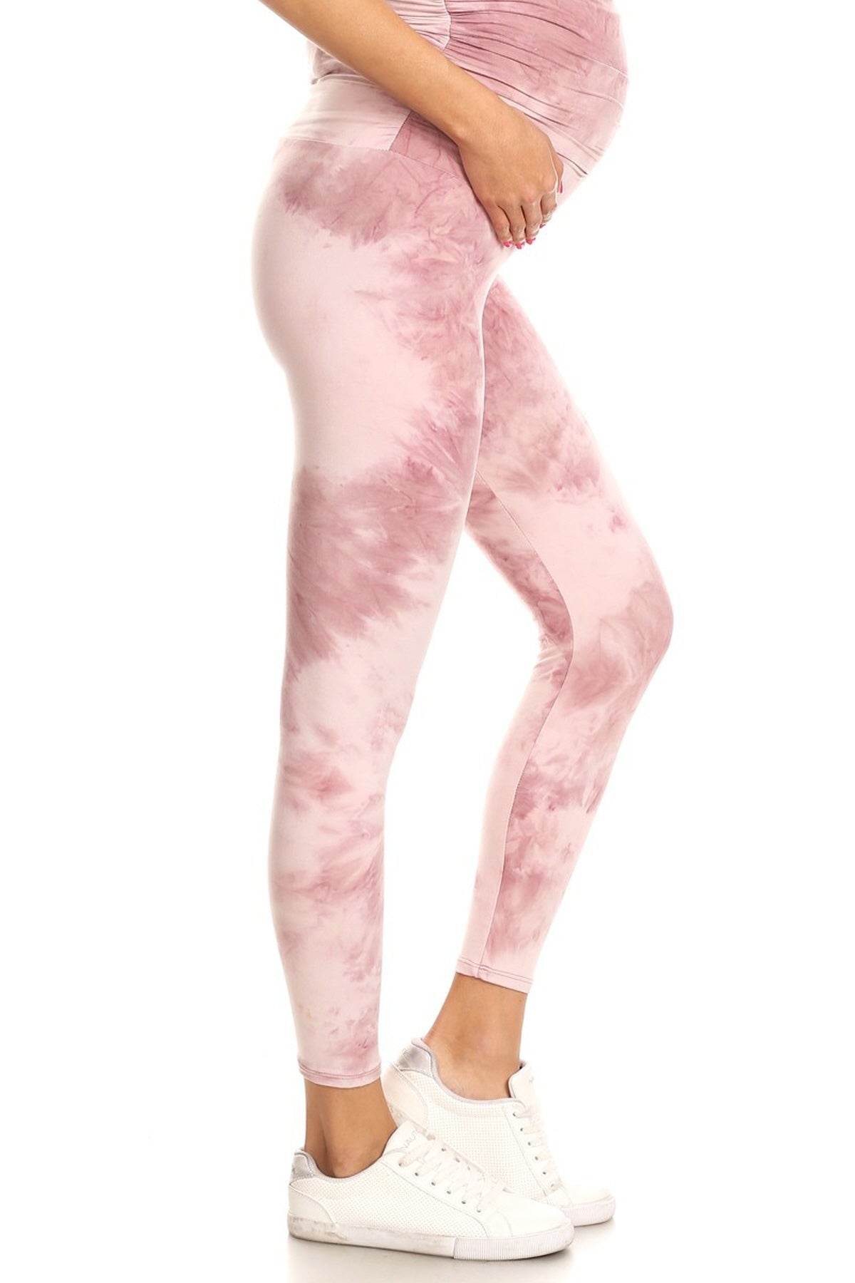 Maternity Leggings - Pink Tie Dye