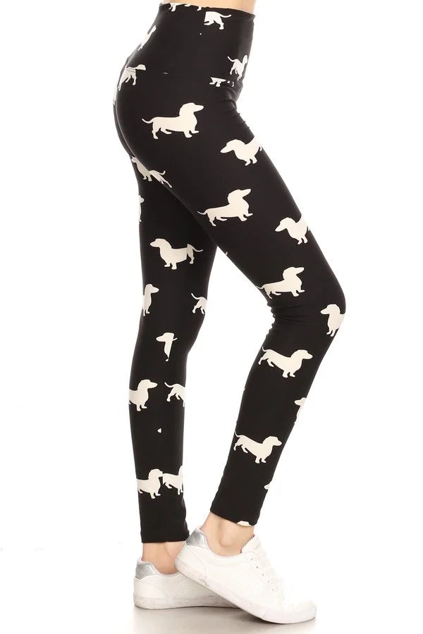 One Size Printed Leggings - Dogs