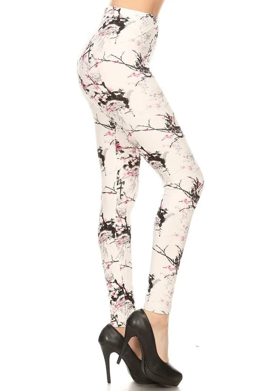 One Size Printed Leggings - Sakura