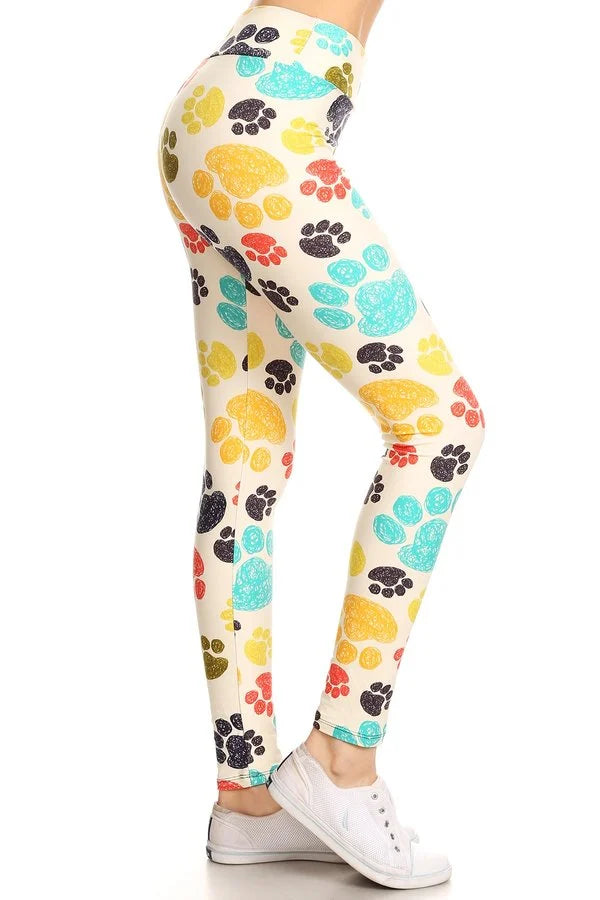 One Size Printed Leggings - Paw