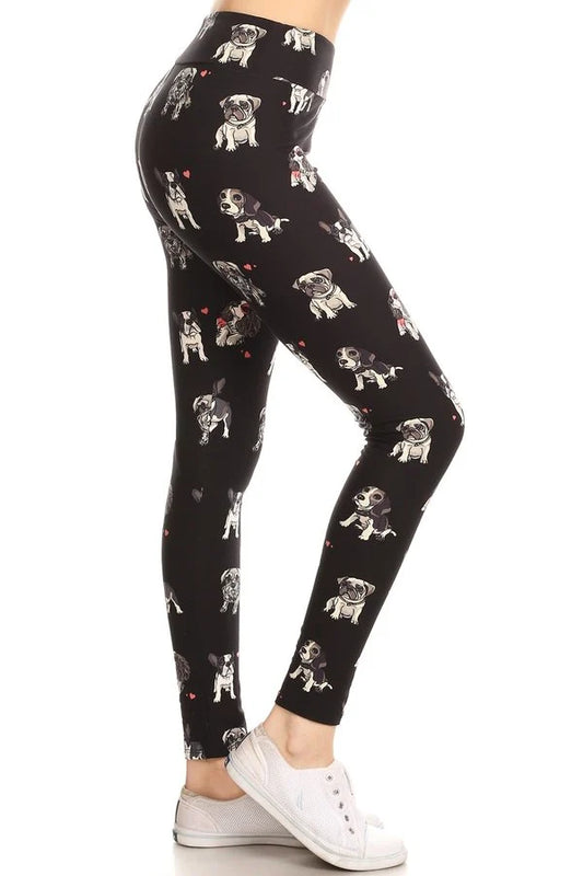 One Size Printed Leggings - Puppy