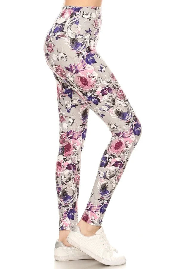 One Size Printed Leggings - Floral
