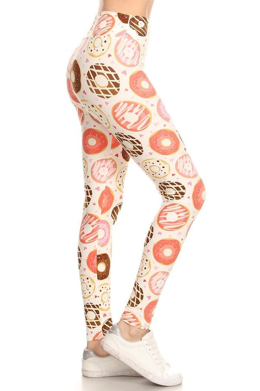 One Size Printed Leggings - Donuts